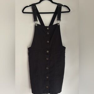 H&M Black Button-Front Overall Dress